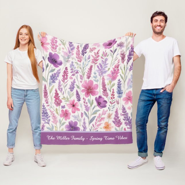 Manta Polar prado de primavera botánica rosa lila rosada Paste (In situ)