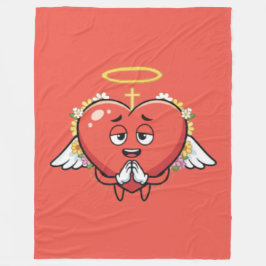 Manta Polar Praying Angel Heart Large Red Fleece Throw Blanket