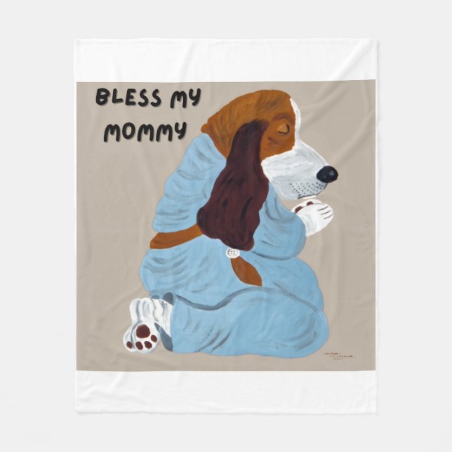 Manta Polar Praying Basset Hound Bless My Mommy  (Anverso)