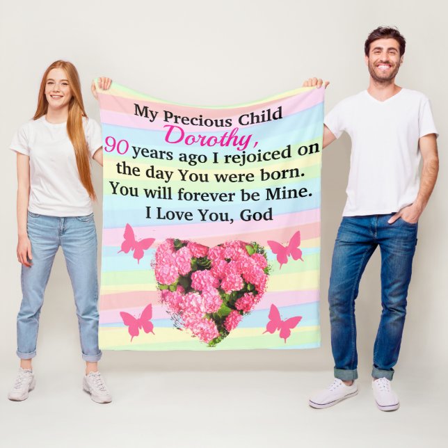 MANTA POLAR PRECIOSA NOVENTA DE CUMPLEAÑOS PERSONALIZADA (In situ)