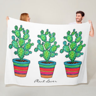 Manta Polar Precioso Cactus De Acuarela En Bella Cacería