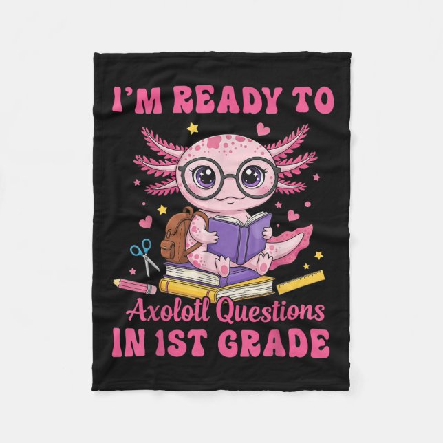 Manta Polar Preparado Para Primer Grado Axolotl Primer Día De  (Anverso)