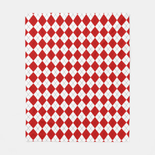 Manta Polar Preppy Argyle Tartán Diamond Plage rojo blanco
