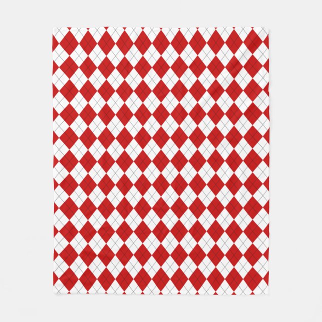 Manta Polar Preppy Argyle Tartán Diamond Plage rojo blanco (Anverso)