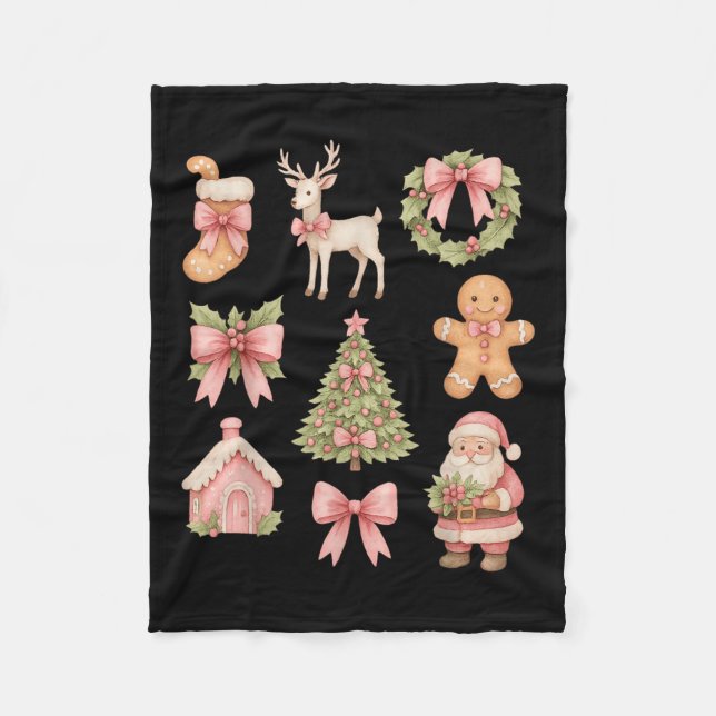 Manta Polar Preppy Coquette Bow Nk Christmas Tree Santa Ginger (Anverso)