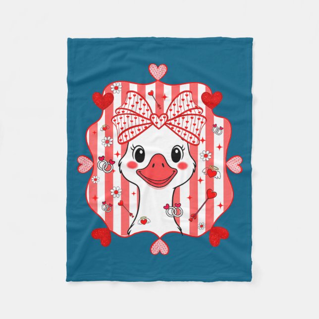 Manta Polar Preppy Cute Goose Coquette Bow Valentine's Day Wom (Anverso)