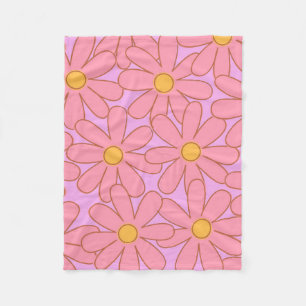 Manta Polar Preppy Hippie Pink Purple Flower Pattern