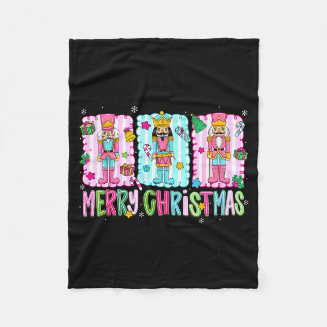 Manta Polar Preppy Merry Christmas Cute Nk Nutcracker Girl Wom (Anverso)