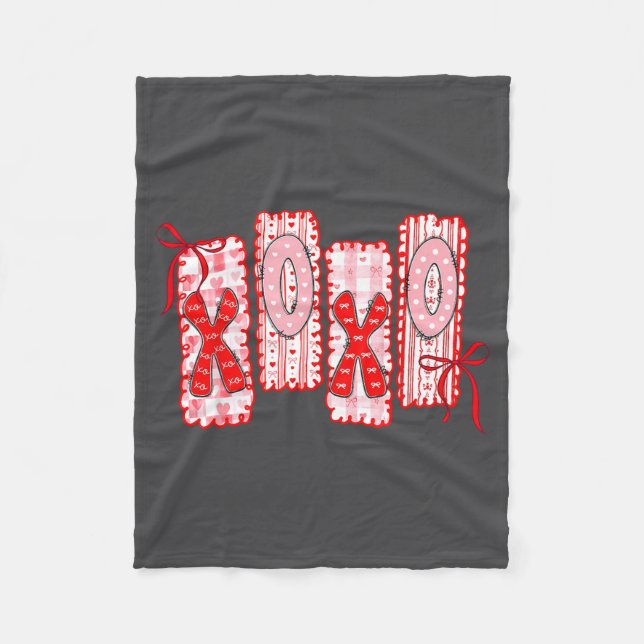 Manta Polar Preppy Xoxo Coquette Bow Hearts Valentine's Day Wo (Anverso)