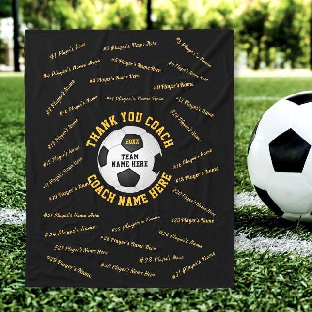 Manta Polar Presentaciones para entrenadores de fútbol, TODOS  (Black and Gold, Soccer Blanket. Great gifts for soccer coaches. Personalized soccer coach gifts. )