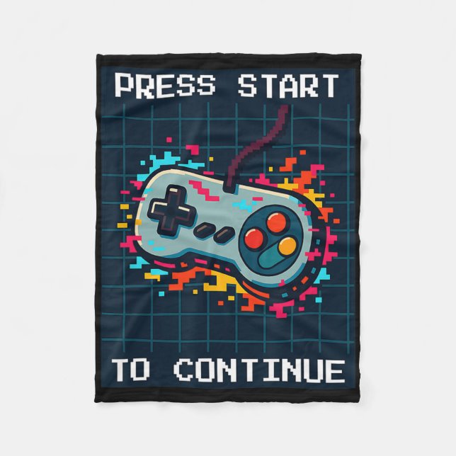Manta Polar Press Start To Continue Retro Gamer Birthday Tee  (Anverso)