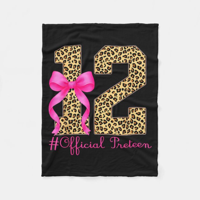 Manta Polar Preteen 12th Birthday Girl Coquette Bow Leopard  (Anverso)
