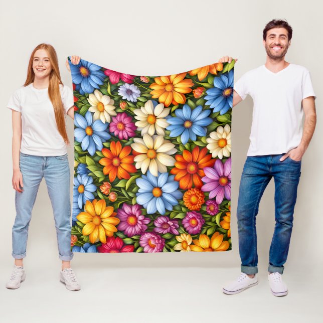 Manta Polar Pretty Flowers, Brightly Colored (In situ)