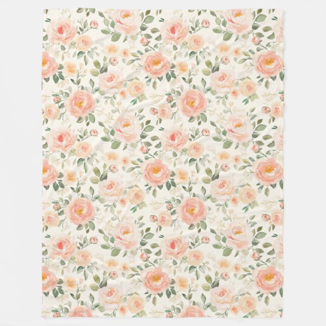 Manta Polar Pretty Peach Flowers   (Anverso)