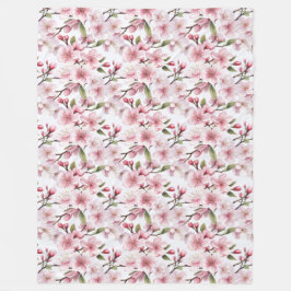 Manta Polar Pretty Pink Cherry Blossom Flowers