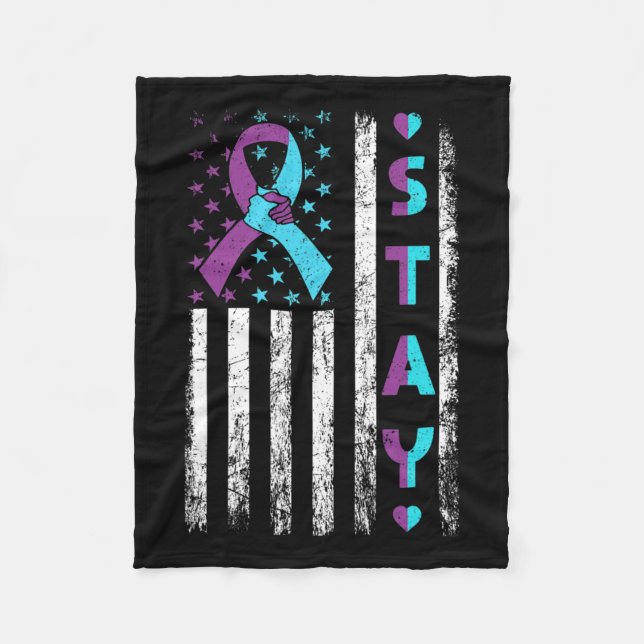 Manta Polar Prevención Concienciación Permanecer Rosa Y Cinta  (Anverso)