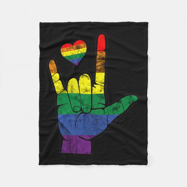 Manta Polar Pride Asl Idiomas De Rótulo Lgbt Mes De Conciencia (Anverso)