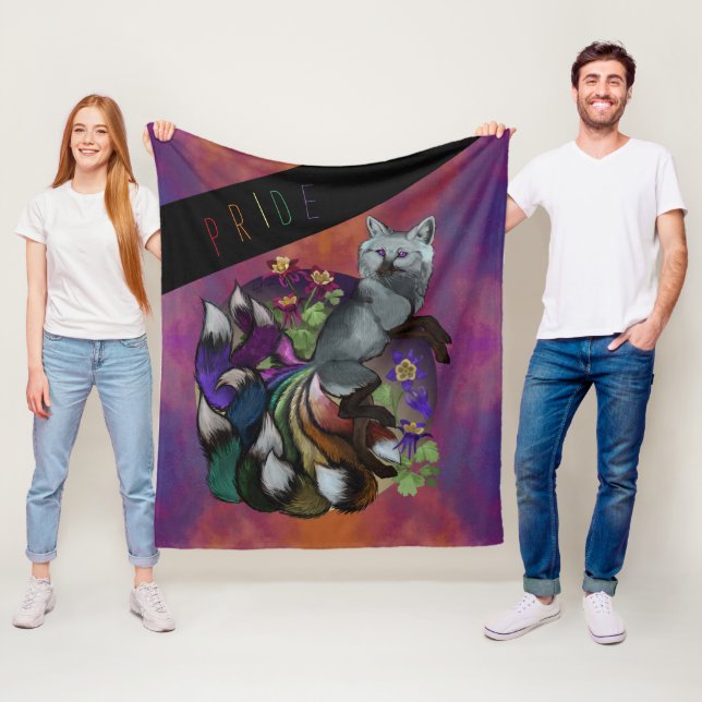 Manta Polar Pride Kitsune y Flores de Columbine (In situ)