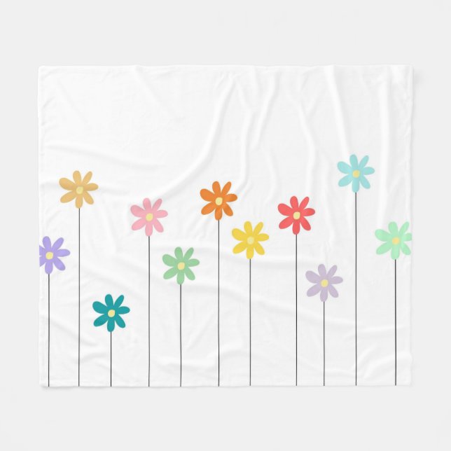 Manta Polar Primavera Botánica de Floral Tropical Colorida (Frente (Horizontal))