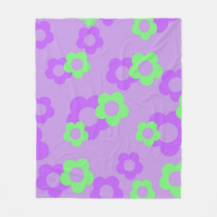 Manta Polar Primavera Botánica Floral Púrpura Neón Verde Tropi