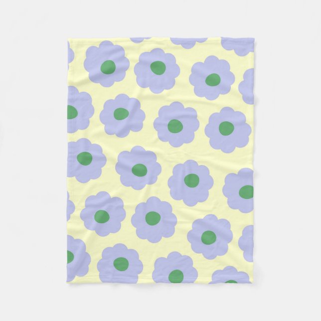 Manta Polar Primavera Botánica Floral Tropical Azul Crema Azul (Anverso)