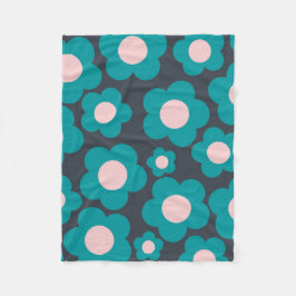 Manta Polar Primavera Botánica Floral Tropical Azul Rosa