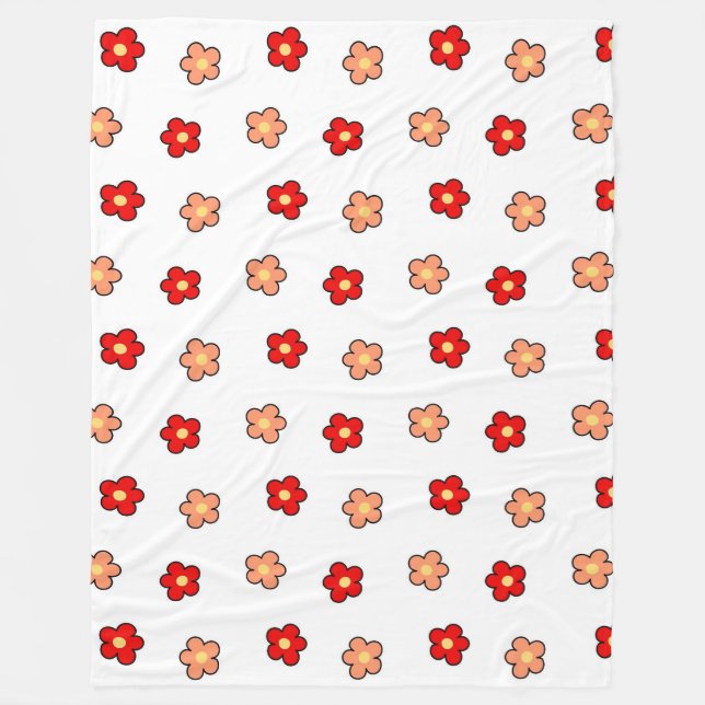 Manta Polar Primavera Botánica Floral Tropical Rojo Rosado (Anverso)