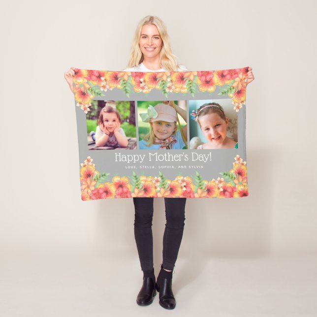 Manta Polar Primavera florida 3 fotos Día de la Madre (In situ)