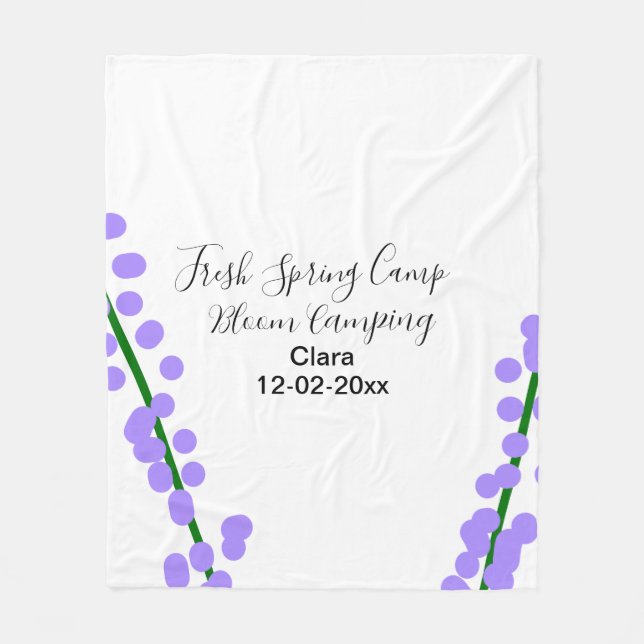 Manta Polar Primavera fresca camping lavanda flores nombre fec (Anverso)