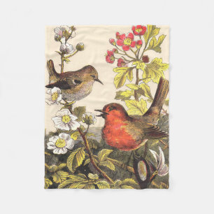 Manta Polar Primavera Robin Birds Red Birds