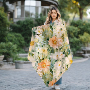 Manta Polar Primavera Rubor y color de agua dulce Floral Botán