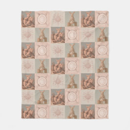 Manta Polar Primavera victoriana vintage, estilo quilt,