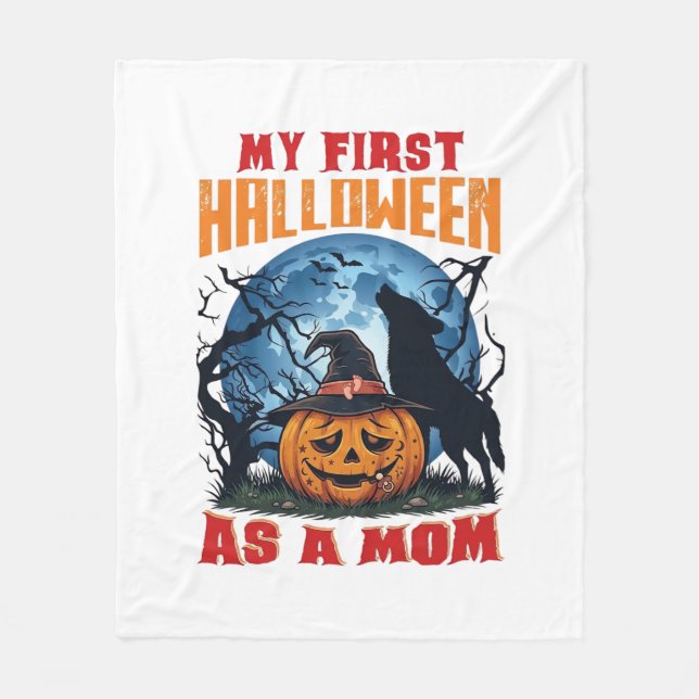 Manta Polar Primer Halloween como mamá Pumpkin Wolf Moon_1 (Anverso)