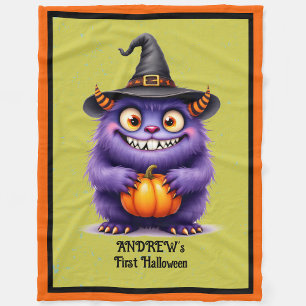 Manta Polar Primer Halloween Personalizado Nombre Cute Bebé Fl