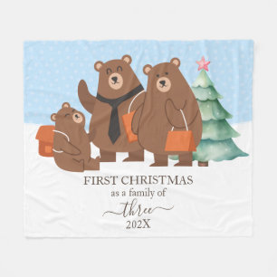 Manta Polar Primer Navidad de un Oso como Familia de 3