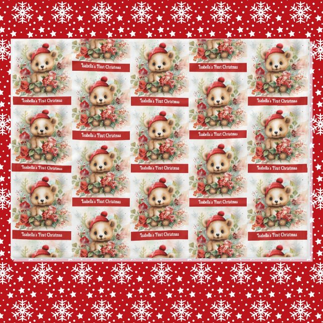 Manta Polar Primer Navidad del bebé con nombre añadido (Subido por el creador)