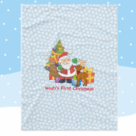 Manta Polar Primer nombre navideño personalizado de bebé Santa