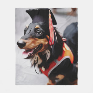 Manta Polar Primer Plano De Perro Dachshund Con Gorro De Gradu