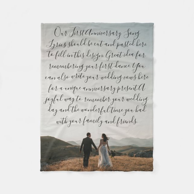 Manta Polar Primera canción de baile, letra de aniversario, re (Anverso)