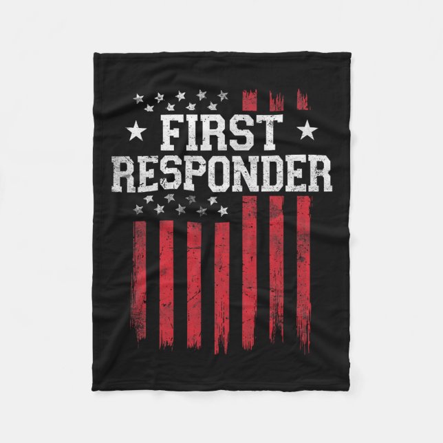 Manta Polar Primera Respuesta Orgullosa Bandera Estadounidense (Anverso)