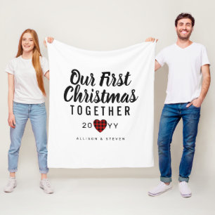 Manta Polar Primeras Navidades Juntos Nombres de Corazón en B