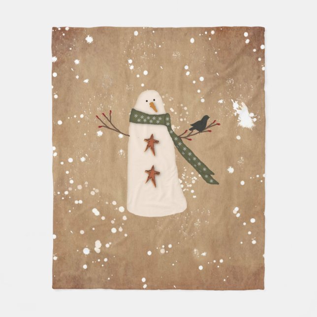 Manta Polar Primitive Snowman Fleece Blanket (Anverso)
