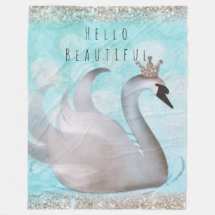 Manta Polar Princesa Cisne Purpurina Dorada Falsa Chic Cuento 