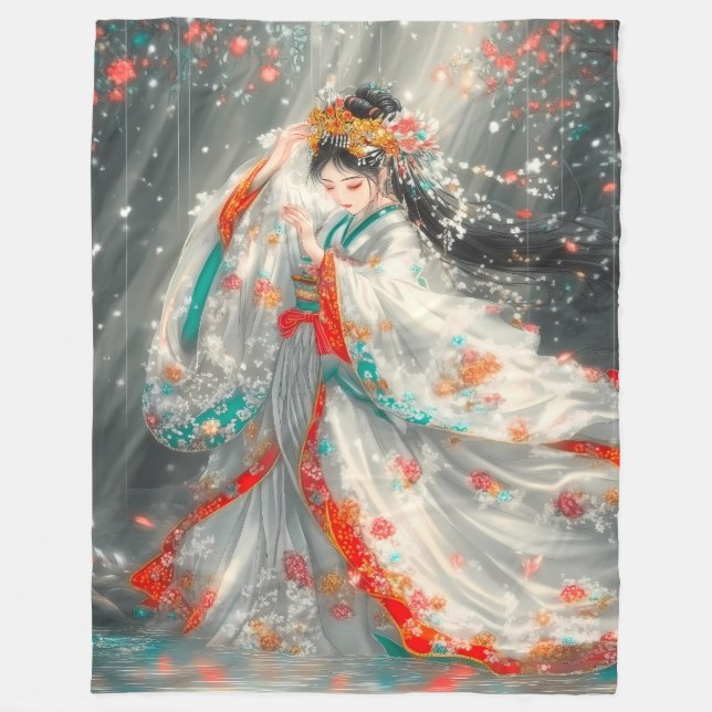 Manta Polar Princesa etérea en un jardín de fantasía (Anverso)