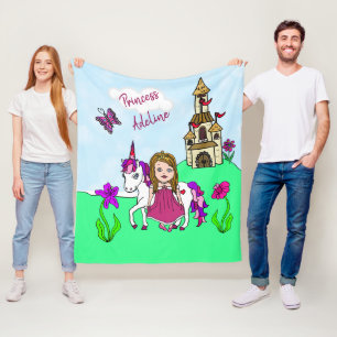 Manta Polar Princesa Magenta de bonito y unicornio personaliza