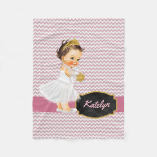 Manta Polar Princesa rosada personalizada Nursery del oro el  