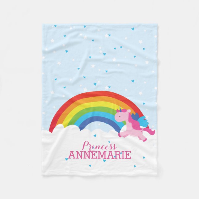 Manta Polar Princesa Unicorn y arco iris (Anverso)