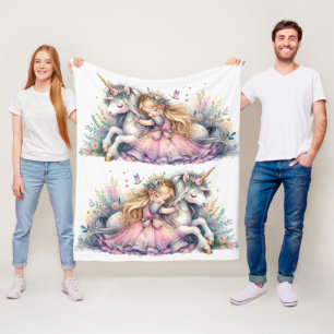 Manta Polar Princesa Unicornio Pastel Cuento de Hadas Fantasía