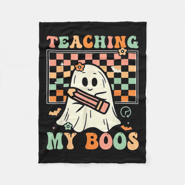 Manta Polar Profesor Cute Ghost Groovy Teacher Halloween Teach (Anverso)