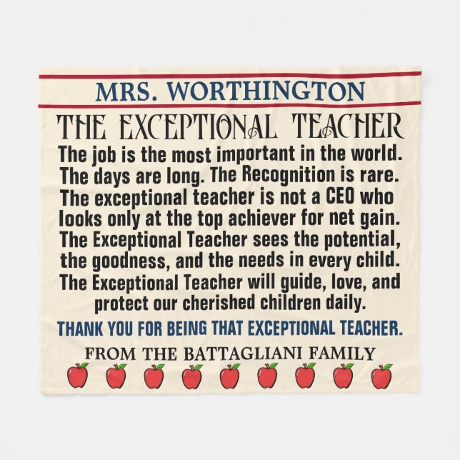 Manta Polar PROFESOR EXCEPCIONAL Gracias (Frente (Horizontal))